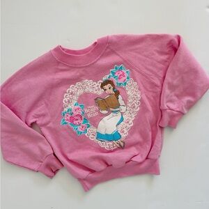 Vintage Disney Beauty and the Beast 90s Pink Sweatshirt Size 4-5